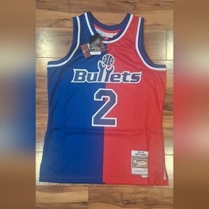 Chris WEBBER Mitchell And Ness Bullets Red and Blue Basketball Jersey Mens Med